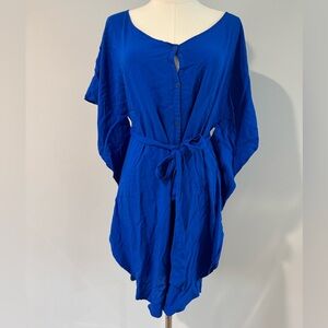 Jack Vibrant Blue Dolman Sleeve Button Front Flowy Wrap Dress with Belt Size XS